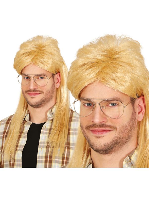 Blonde 70's New Kids Pruik met Lange Mat