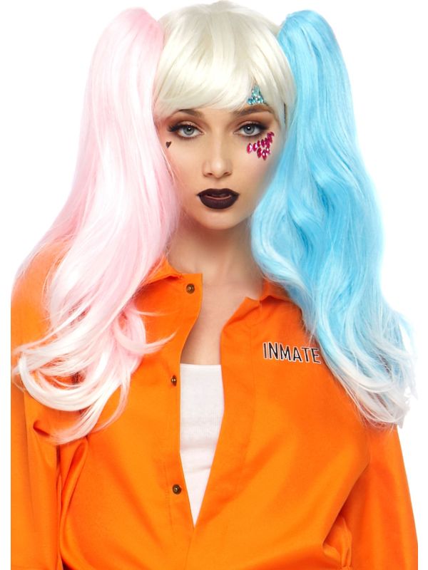 Blonde Bob Pruik met Gekleurde Staarten