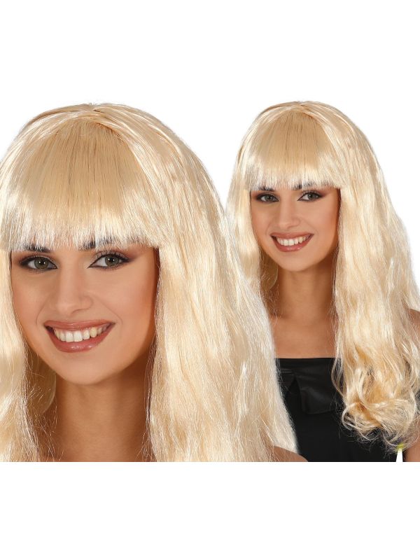 Blonde Dames Pruik Lang Krullend met Pony