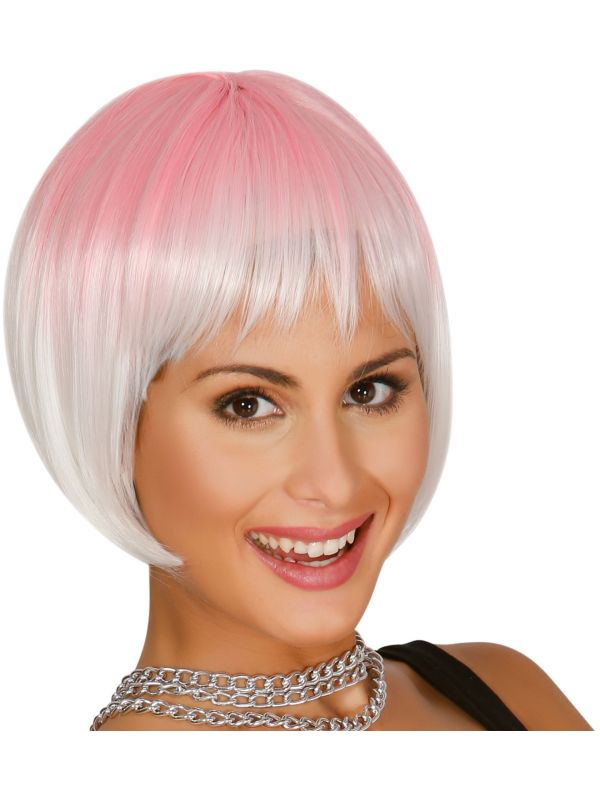 Boblijn Balayage Pruik Roze Zilver