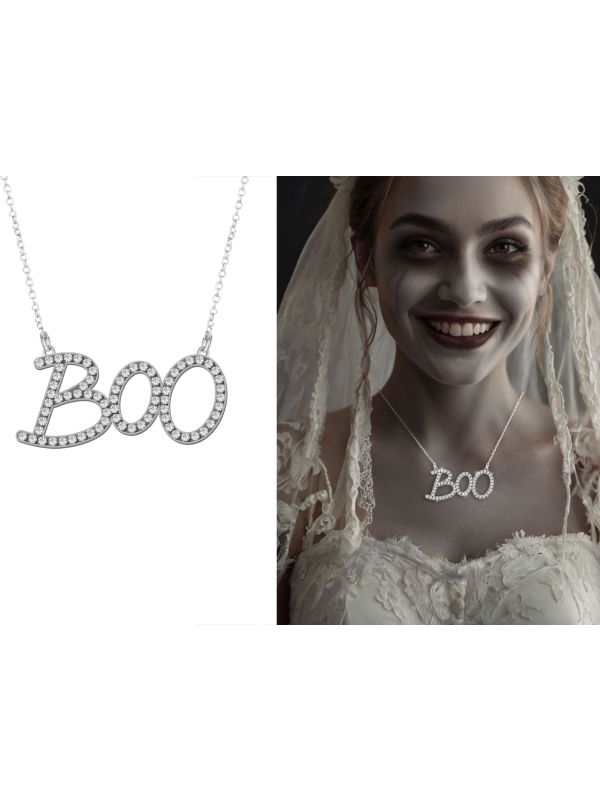 Boo Halsketting Zilver Halloween