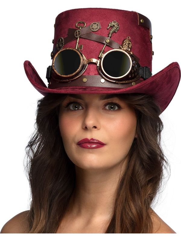 Bordeaux Rode Keypunk Hoed