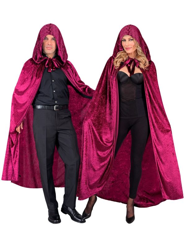 Bordeaux Rode Lange Duivel Cape met Capuchon