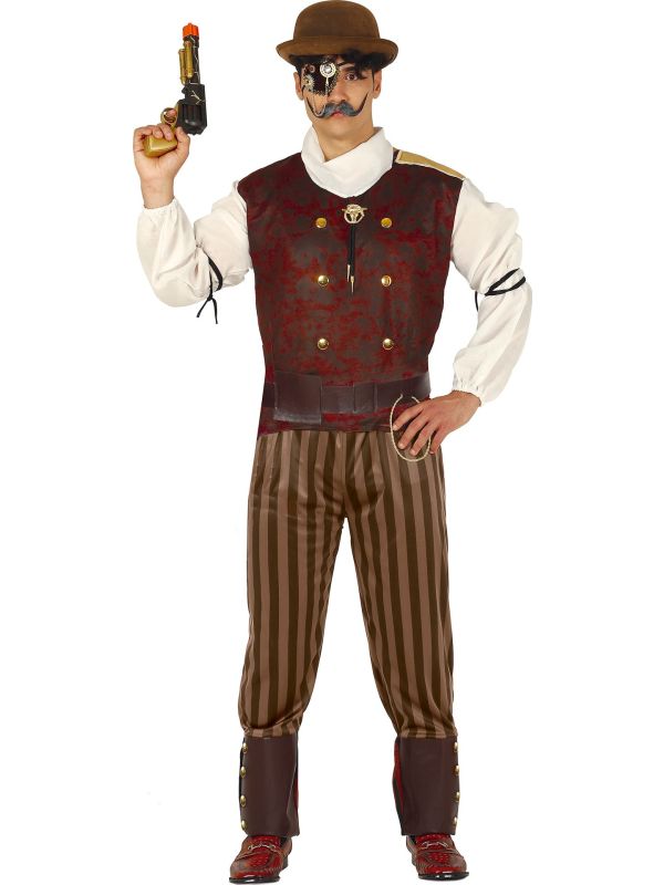 Bruin Gestreept Steampunk Kostuum