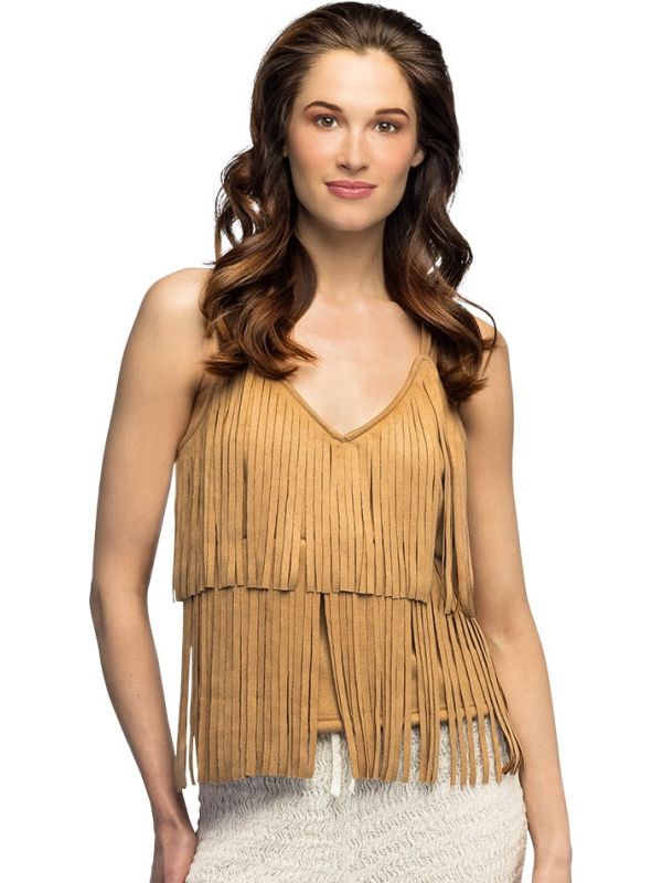 Bruin Suede Franjes Festival Top Dames