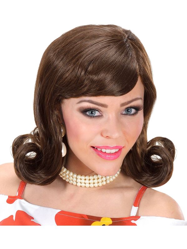 Bruine 50's Flip Pruik