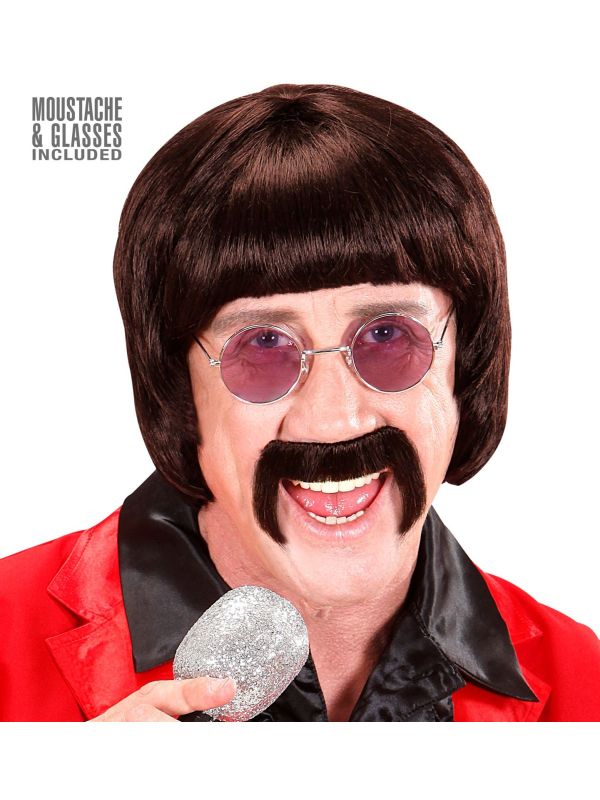 Bruine 60's Popster Pruik