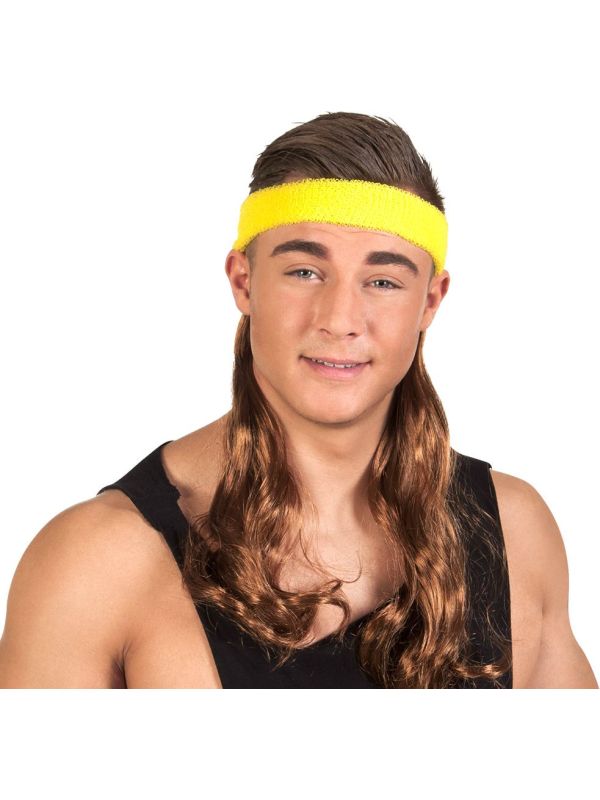 Bruine 80's Haarextensie Gele Hoofdband
