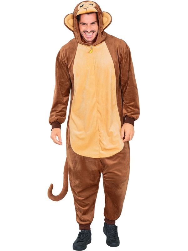 Bruine Aap Onesie Dames Heren