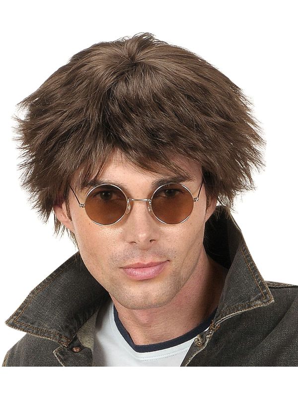 Bruine Beatles Pruik