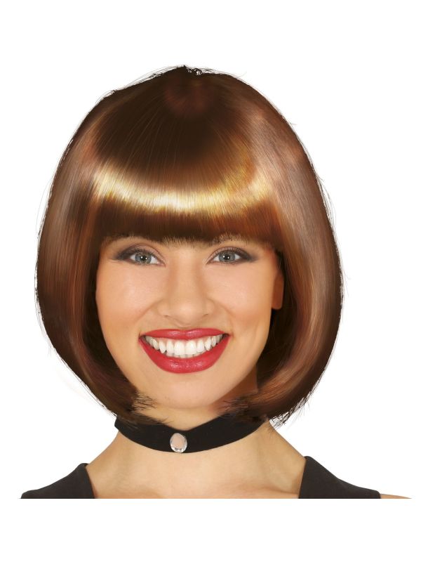Bruine Boblijn Pruik Dames