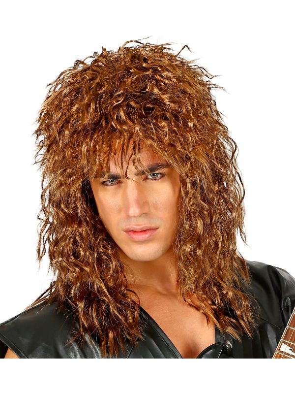 Bruine Lange Rocker Pruik