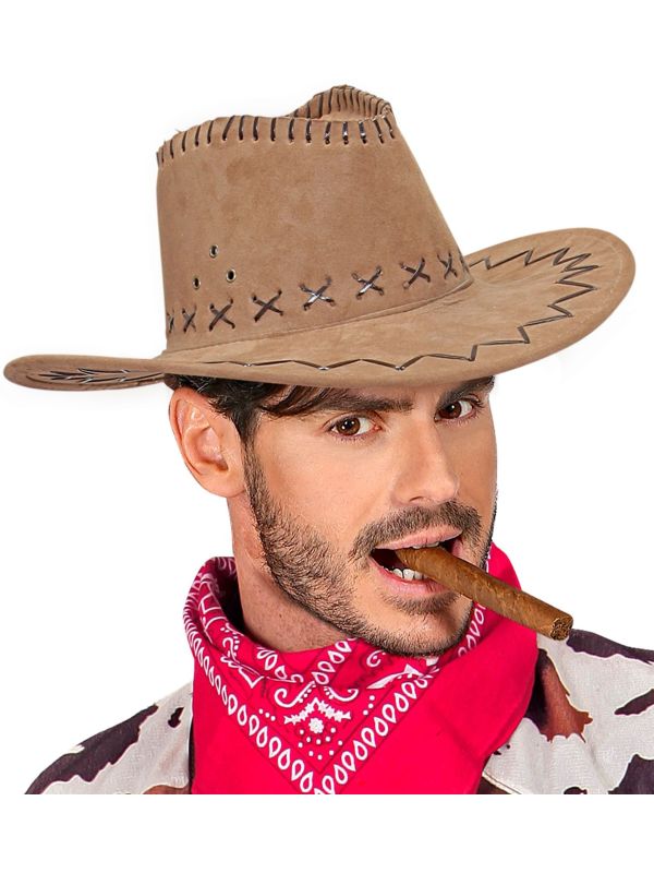 Bruine Lederlook Cowboyhoed