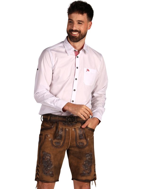 Bruine Leren Korte Lederhose Oktoberfest Heren