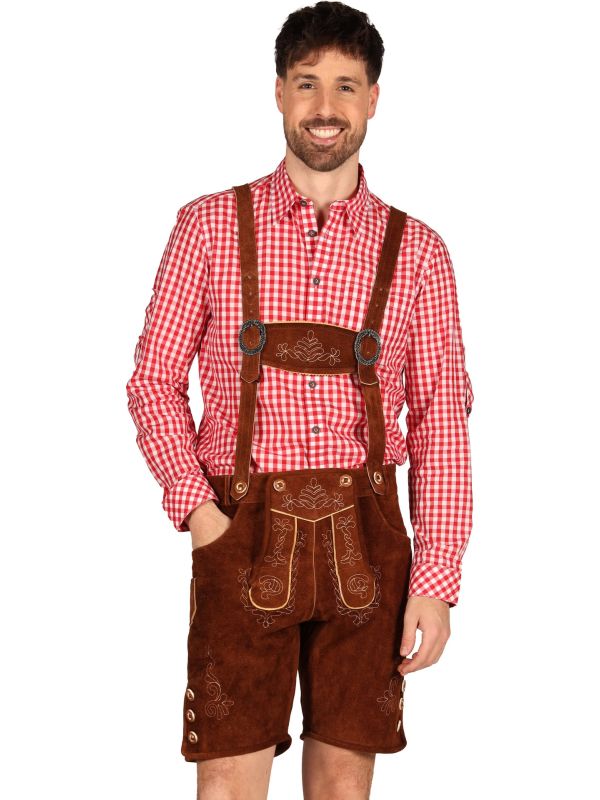 Bruine Leren Lederhose met Bretels Heren Oktoberfest