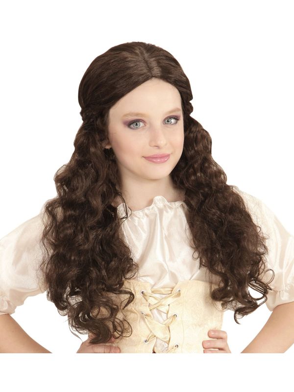 Bruine Middeleeuwse Meisjes Pruik