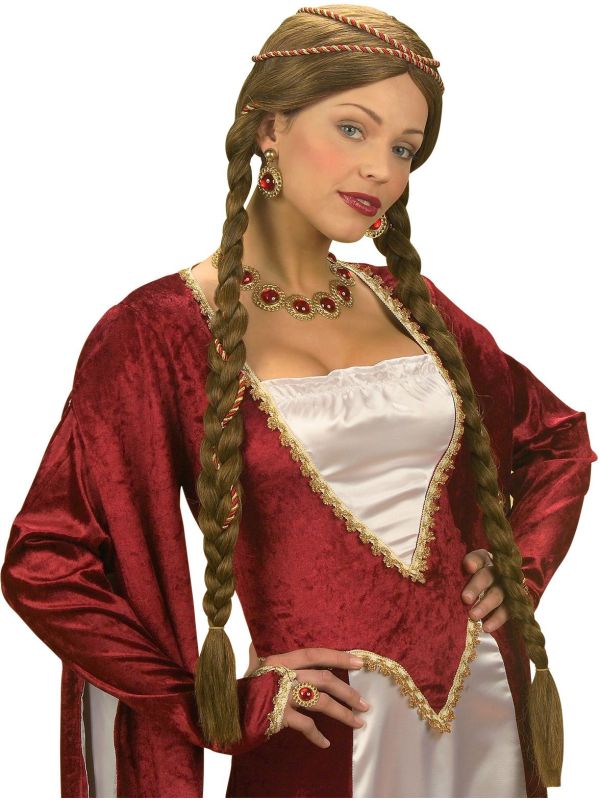 Bruine Renaissance Koningin Pruik