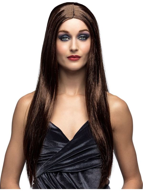 Bruine Ursula Heksen Pruik Lang