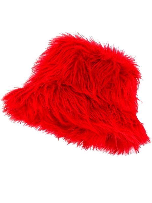 Bucket Hat Pluche Rood Dames Heren