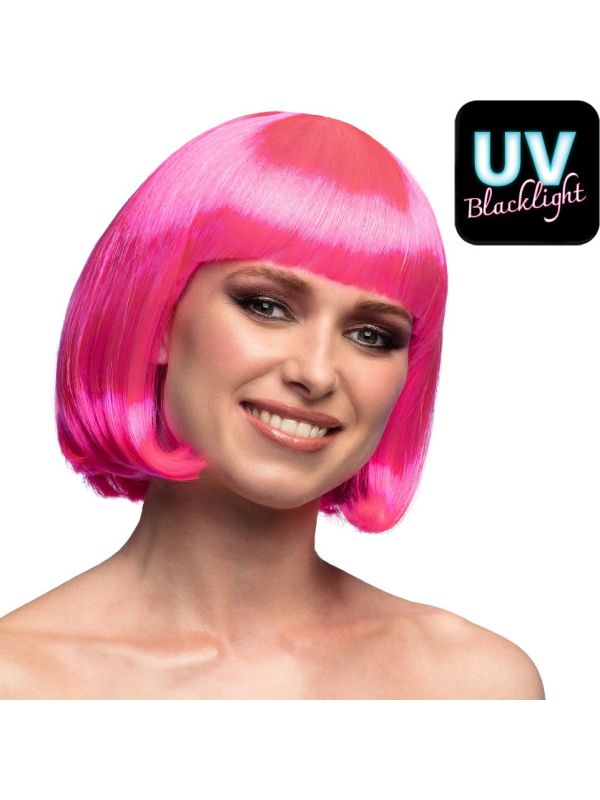 Cabaret Boblijn Pruik Neon Roze