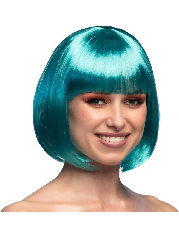 Cabaret Boblijn Pruik Turqouise Blauw
