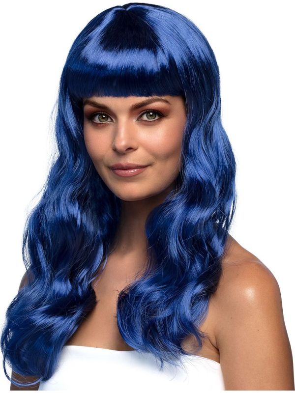 Chique Lange Pruik Blauw