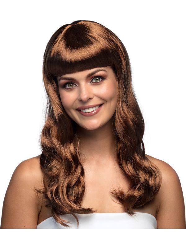 Chique Lange Pruik Bruin