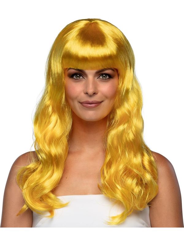 Chique Lange Pruik Geel