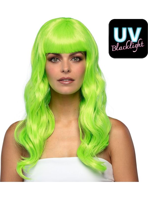 Chique Lange Pruik Neon Groen