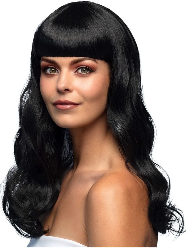 Chique Lange Pruik Zwart