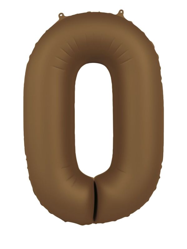 Cijfer 0 Folieballon Bruin 86 cm