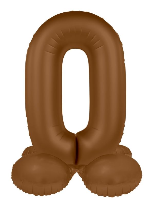Cijfer 0 Folieballon Staand Bruin 72 cm