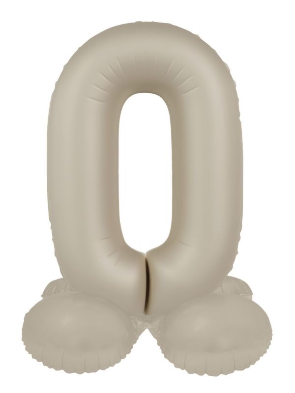 Cijfer 0 Folieballon Staand Crème Wit 72 cm