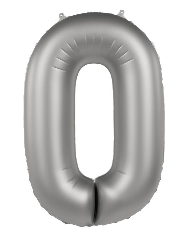 Cijfer 0 Folieballon Zilver 86 cm
