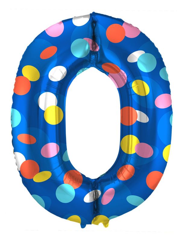 Cijfer 0 Gekleurde Stip Folieballon