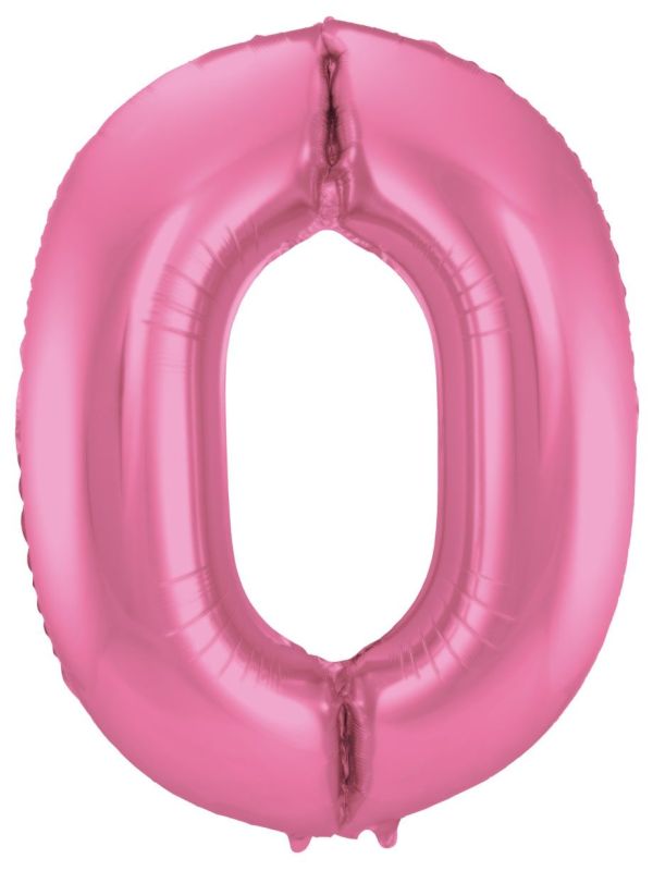 Cijfer 0 Metallic Roze Folieballon 86cm