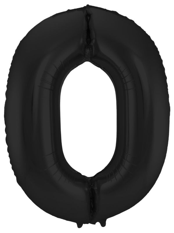 Cijfer 0 Metallic Zwart Folieballon 86cm