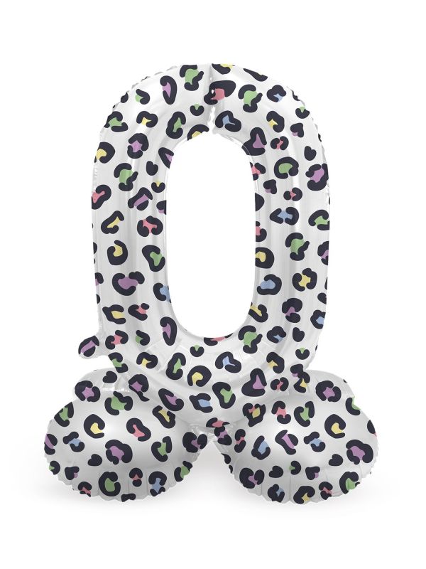 Cijfer 0 Pastel Panter Kleine Staande Folieballon