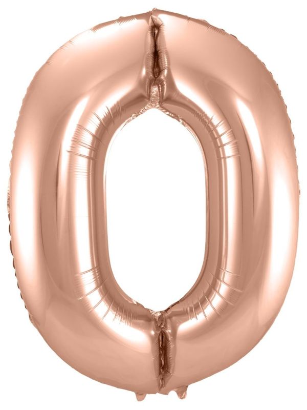Cijfer 0 Rose Gouden Folieballon 86cm