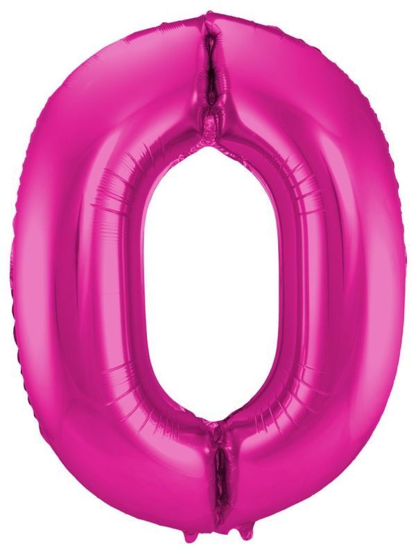 Cijfer 0 Roze Folieballon 86cm