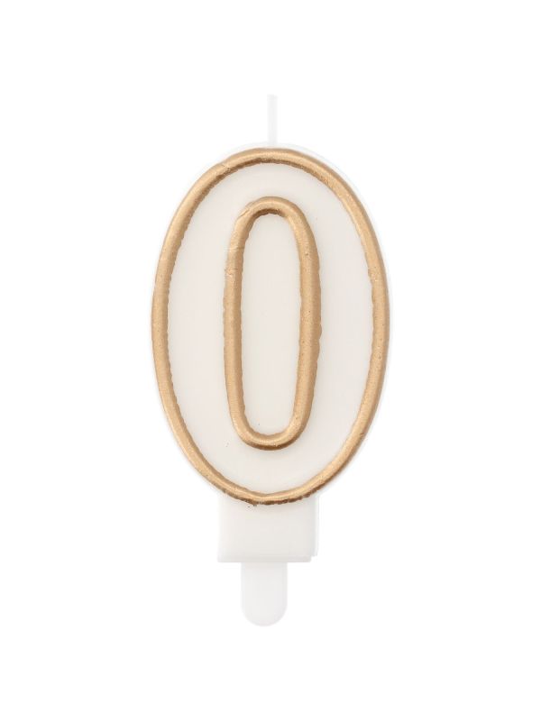 Cijfer 0 Taartkaars Chic Goud 9 cm