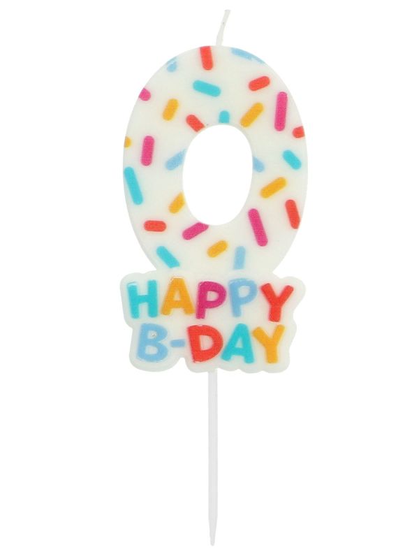 Cijfer 0 Taartkaars Gekleurde Sprinkles 7 cm