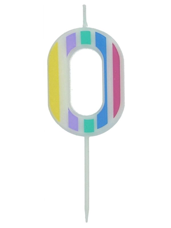 Cijfer 0 Taartkaars Pastel Kleuren 5 cm