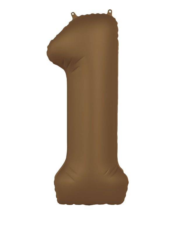 Cijfer 1 Folieballon Bruin 86 cm
