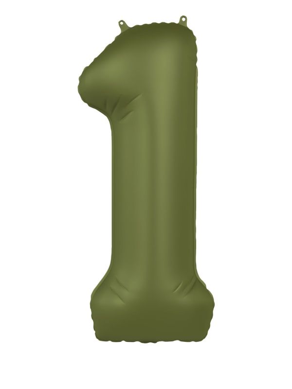 Cijfer 1 Folieballon Olijfgroen 86 cm