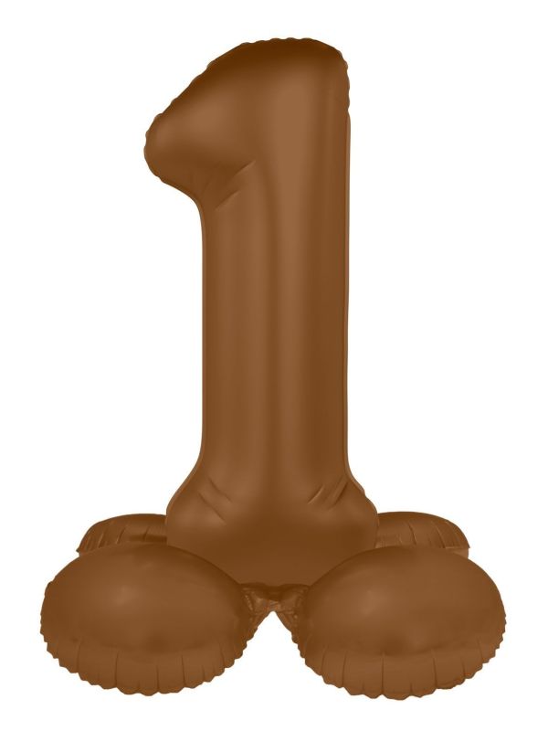 Cijfer 1 Folieballon Staand Bruin 72 cm