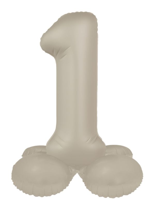 Cijfer 1 Folieballon Staand Crème Wit 72 cm