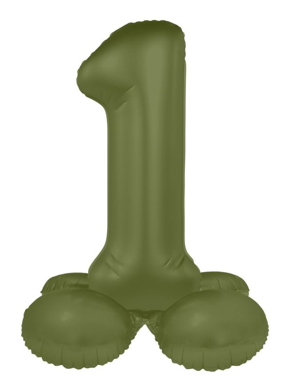 Cijfer 1 Folieballon Staand Olijfgroen 41 cm