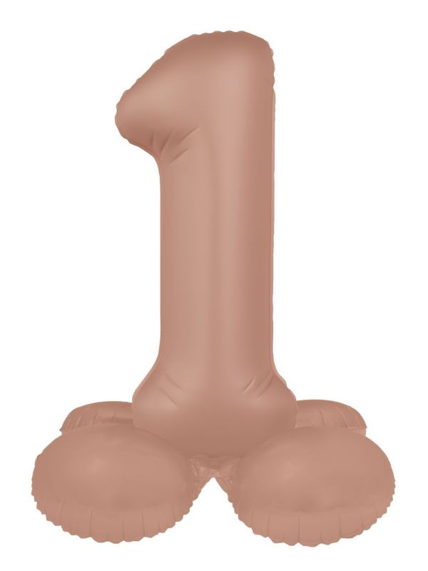 Cijfer 1 Folieballon Staand Vintage Roze 72 cm