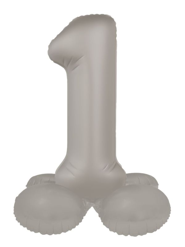 Cijfer 1 Folieballon Staand Zilver 72 cm